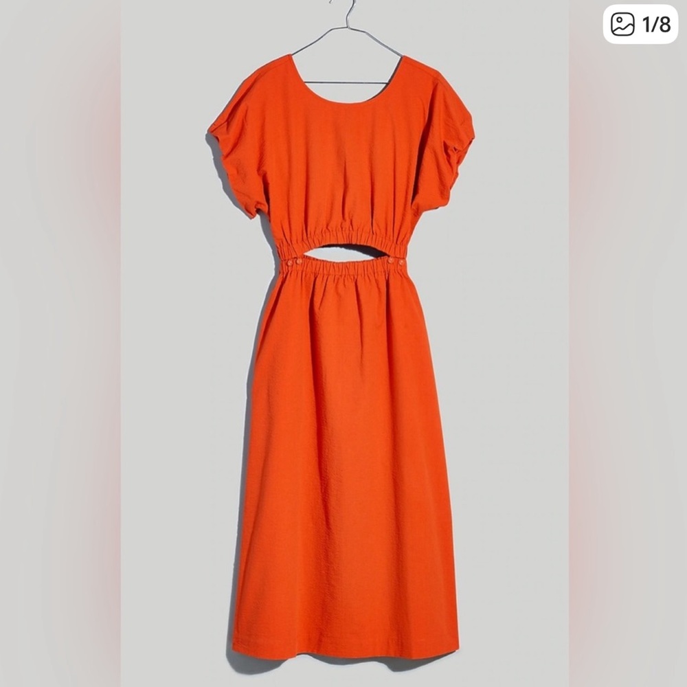 Madewell Orange Gathered-Waist Pull-On Dress